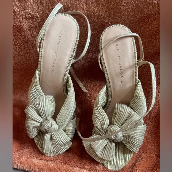 Loeffler Randall Gold Heels with Knot Detail - Picture 2 of 4